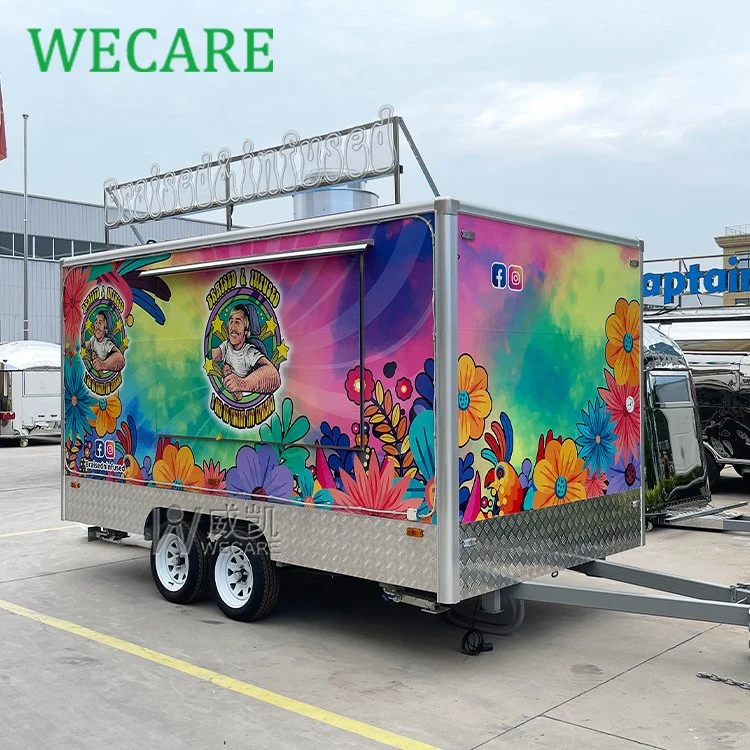 Wecare Remolque de comida Dining Car Street Venda suco de frutas Pastelaria Ice Cream Food Truck Trailers Mobile Food totalmente equipados