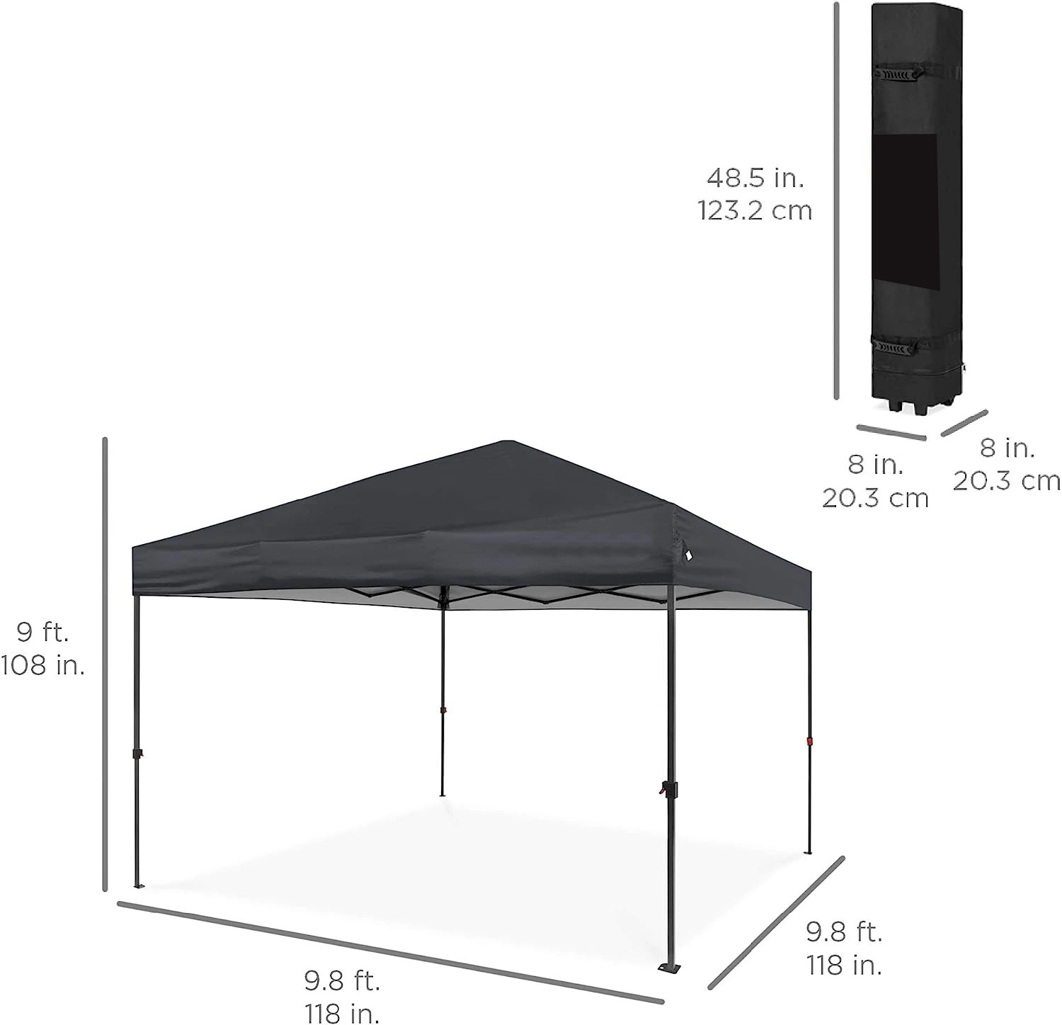 10X10FT 1-Person Setup Pop up Canopy Tent Instant Portable Shelter-Gray