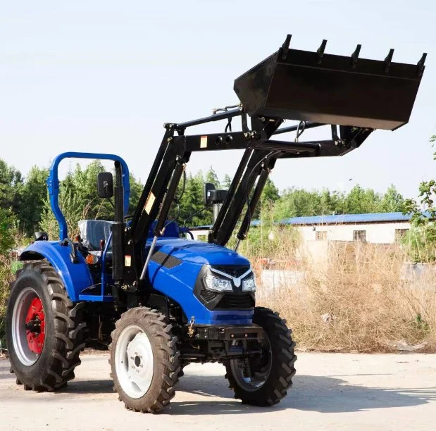 Multifunción de buena calidad 70Cv 4WD cargadora frontal Tractor agrícola con una carretilla elevadora