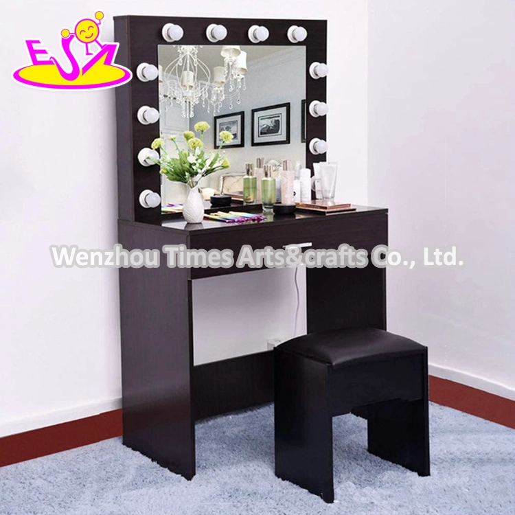 Customize LED Light Wooden Dressing Table with Mirror and Stool W08h168