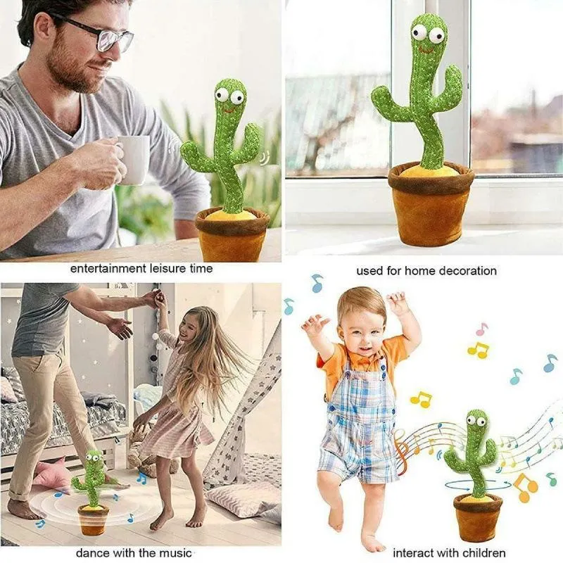 Jouet en peluche électrique en forme de cactus qui parle et danse, très populaire.