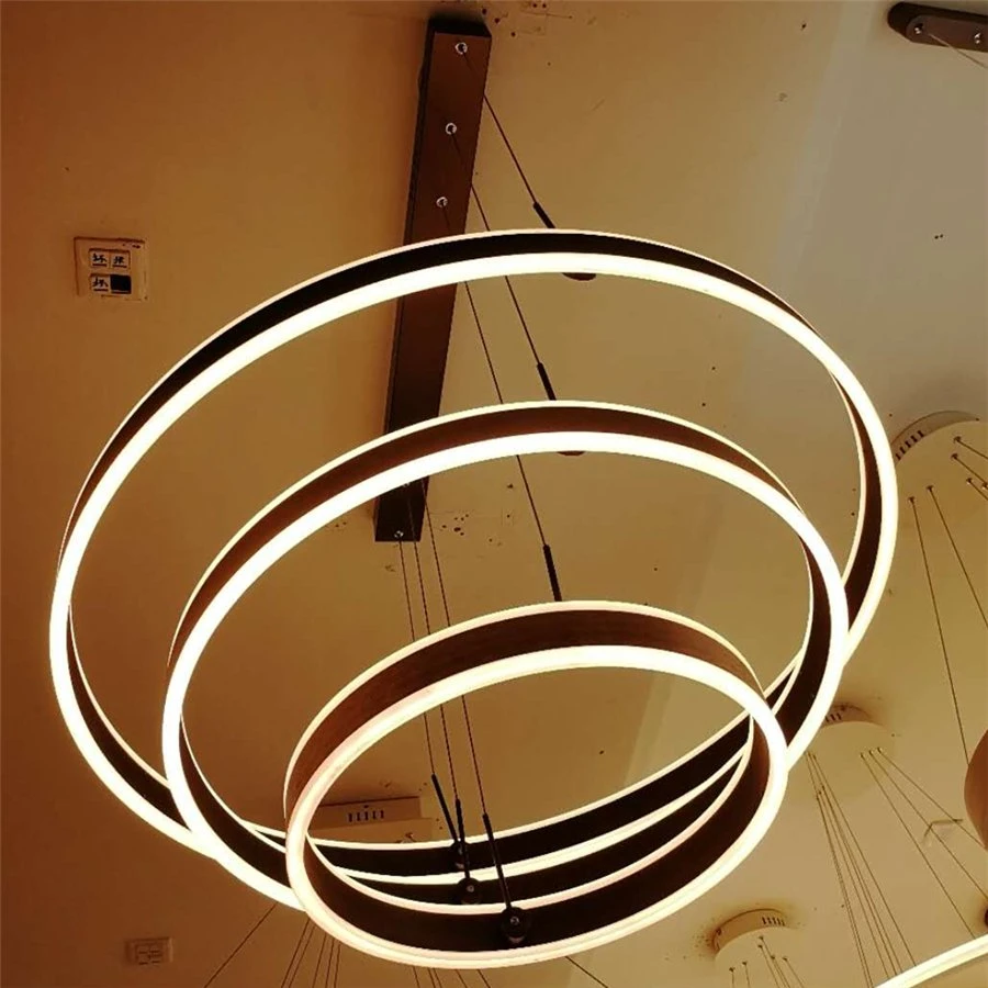 LED Chandelier Pendant Light 3/5 Rings Hanging Light for Lobby