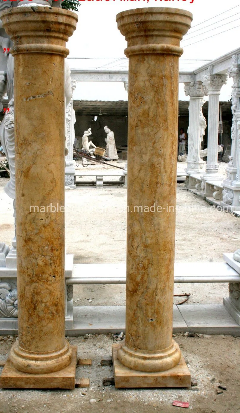 Escultura en piedra de oro de la columna de mármol (SY-C014)