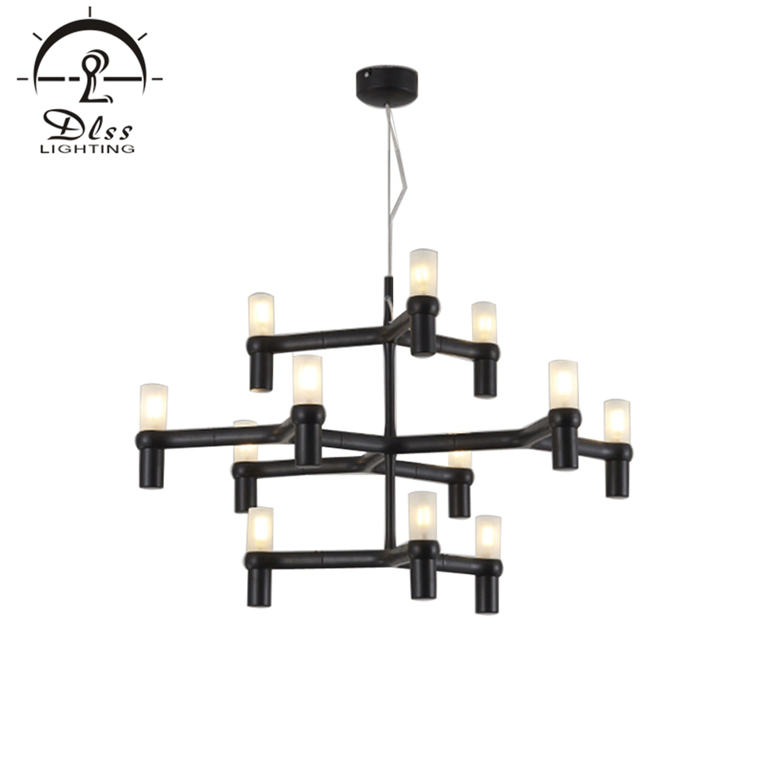 Modern Style Metal Glass Chandelier Lamp with LED Pendant Light