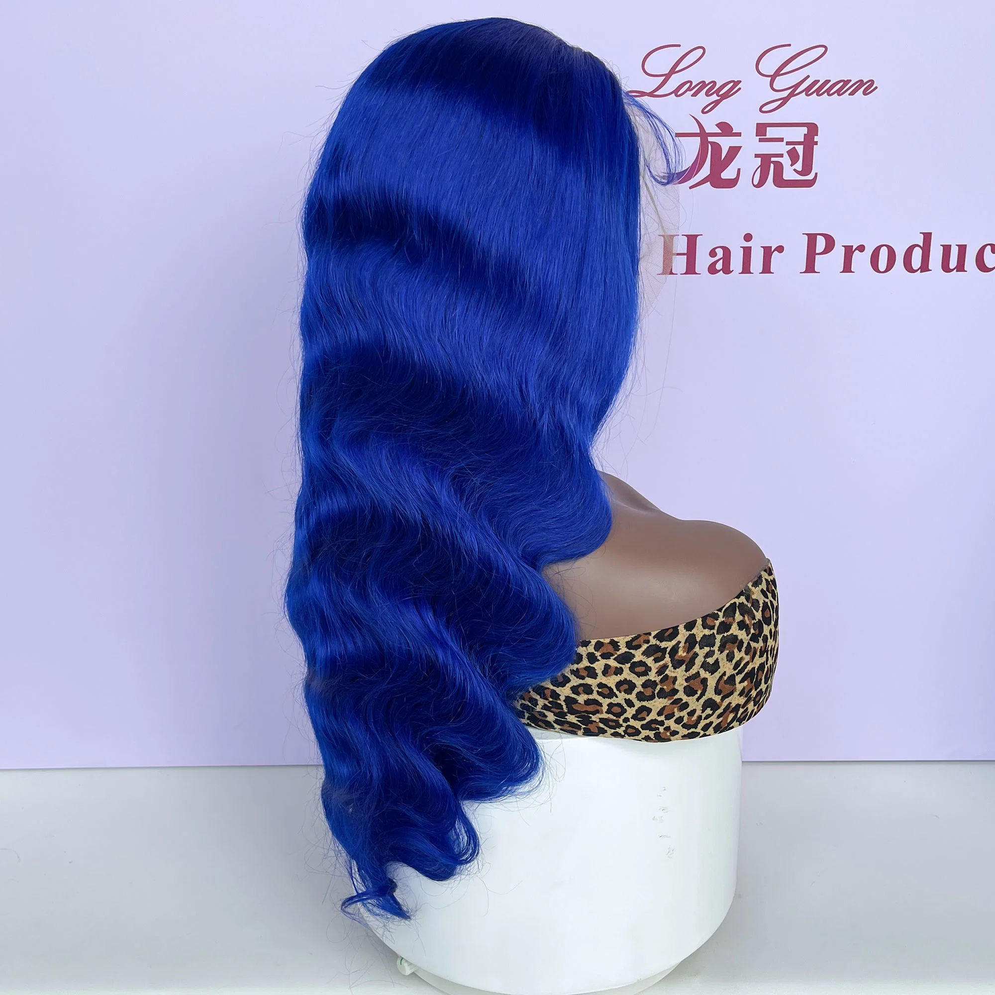 Fábrica de Longguan Hot Vender Azul Color pelo humano 13X4 encaje Glas delanteras