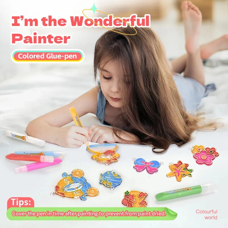 Children Intellectual Kids Funny Interesting Colorful DIY Jewelry Making Supplies Toys Three-Dimensional Glue Painting Princess Jewelry Set