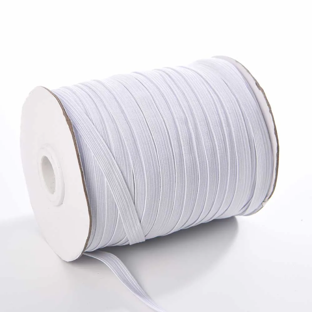 White Flat Elastic Cord 8mm Wide Clothing Sewing Waistband