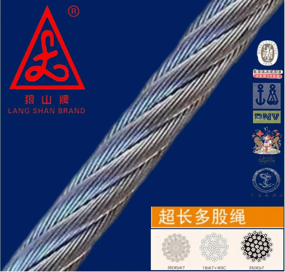 DIN Standard Bright 35wxk7 6mm- 60mm Steel Wire Rope for Crawler Crane