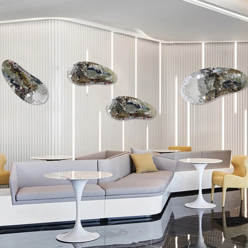 Coffee Hotel Polished Stainless Steel Pebble Sculpture for Hanging Metal Wall Decoration