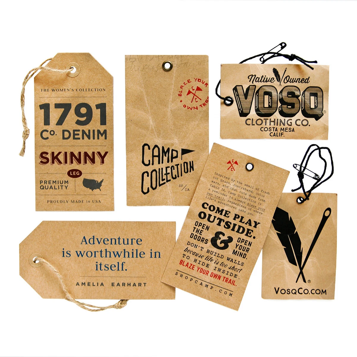 Eco Friendly Recycle Brown Kraft Paper Hang Tags for Clothing with String