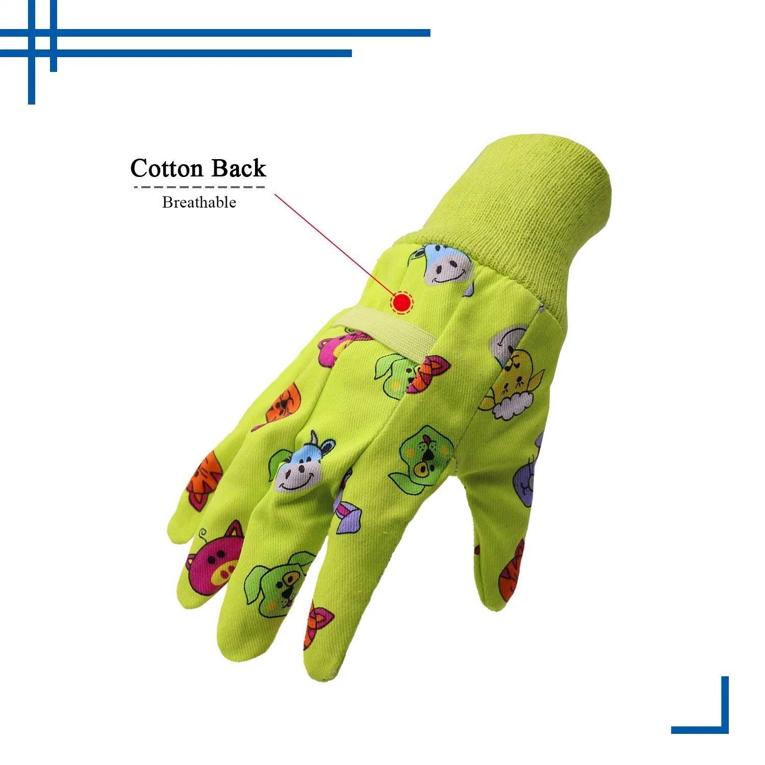 Prisafety Flexible Cotton Colorful Lovely Printing Design Landscape Gloves Outdoor Yard Work Kids Garden Gloves