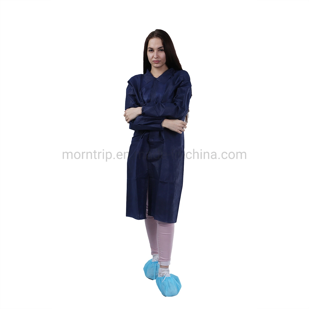 Work Wear Breathable Protective Lightweight Disposable Chemistry Non Woven Lab Coat