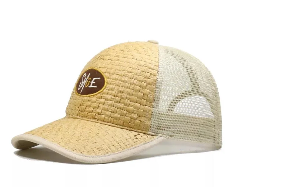 Chinese Newest Custom Nice Embroidery Design Bamboo Trucker Hat Straw Baseball Cap