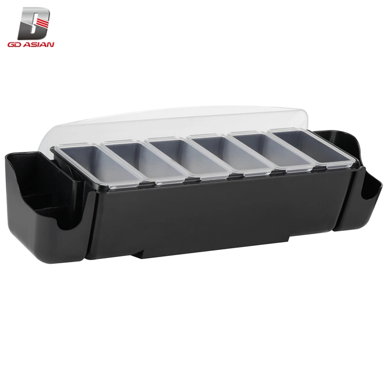 F Type 6 Quart Condiment Holder/Organizer/Bar/Center with Snap-on Caddy and 12 Compartment