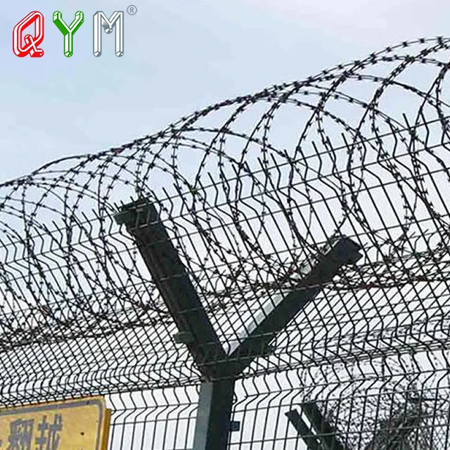 Welded Wire Mesh Airport Fencing and Gates Razor Wire Prison Fence