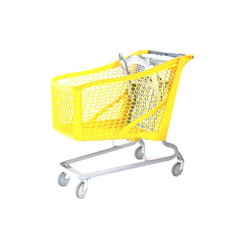 Nuevo supermercado de alta calidad de mano de plástico Push Cart Carrito de compra