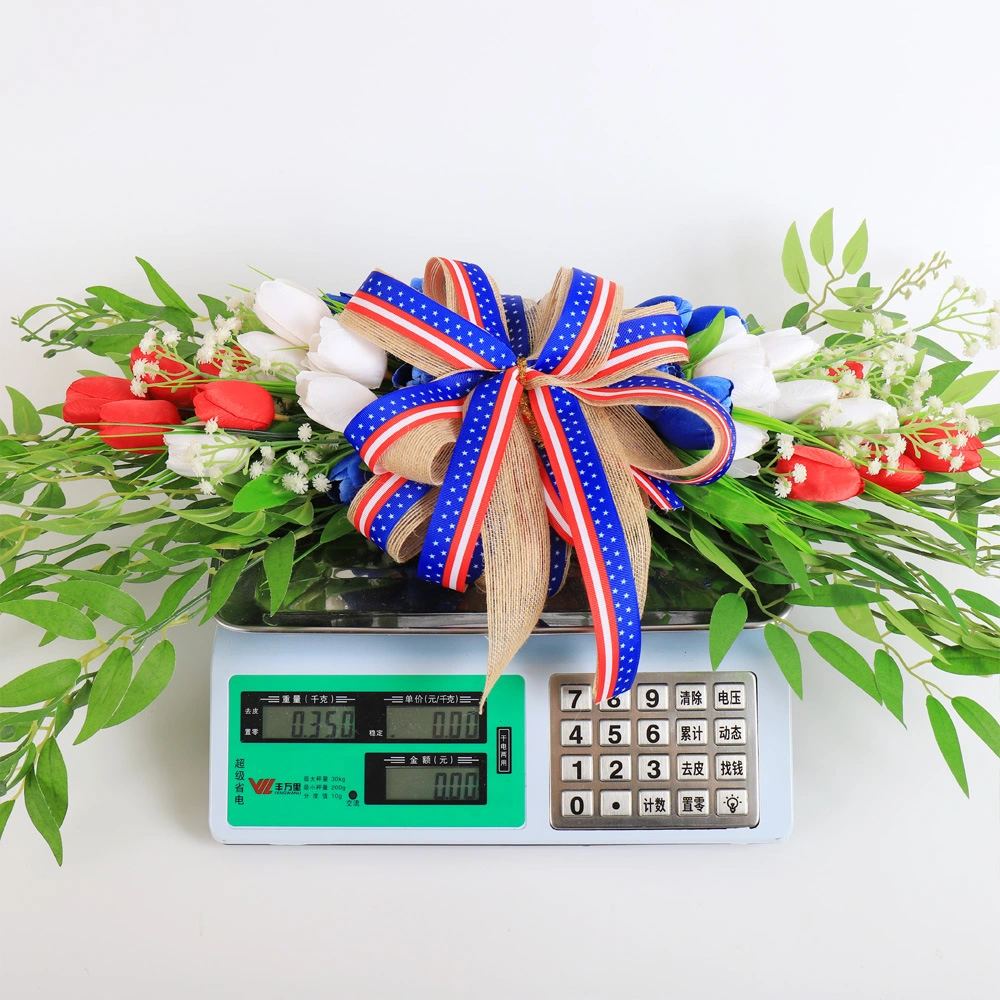 Nouvelle journée de l'indépendance frise décorative Simulation de tulipes de l'indépendance d'accueil de jour de la porte de la verdure des décorations Garland