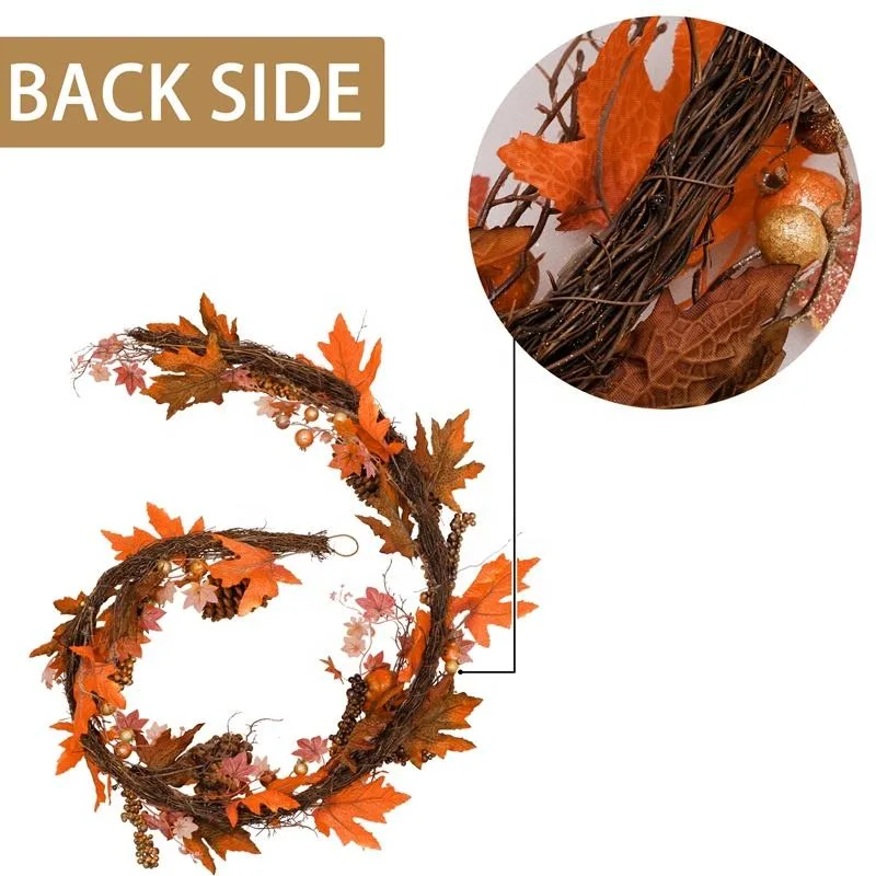 Fall Maple Leaves Garland Outside Thanksgiving Home Decoration