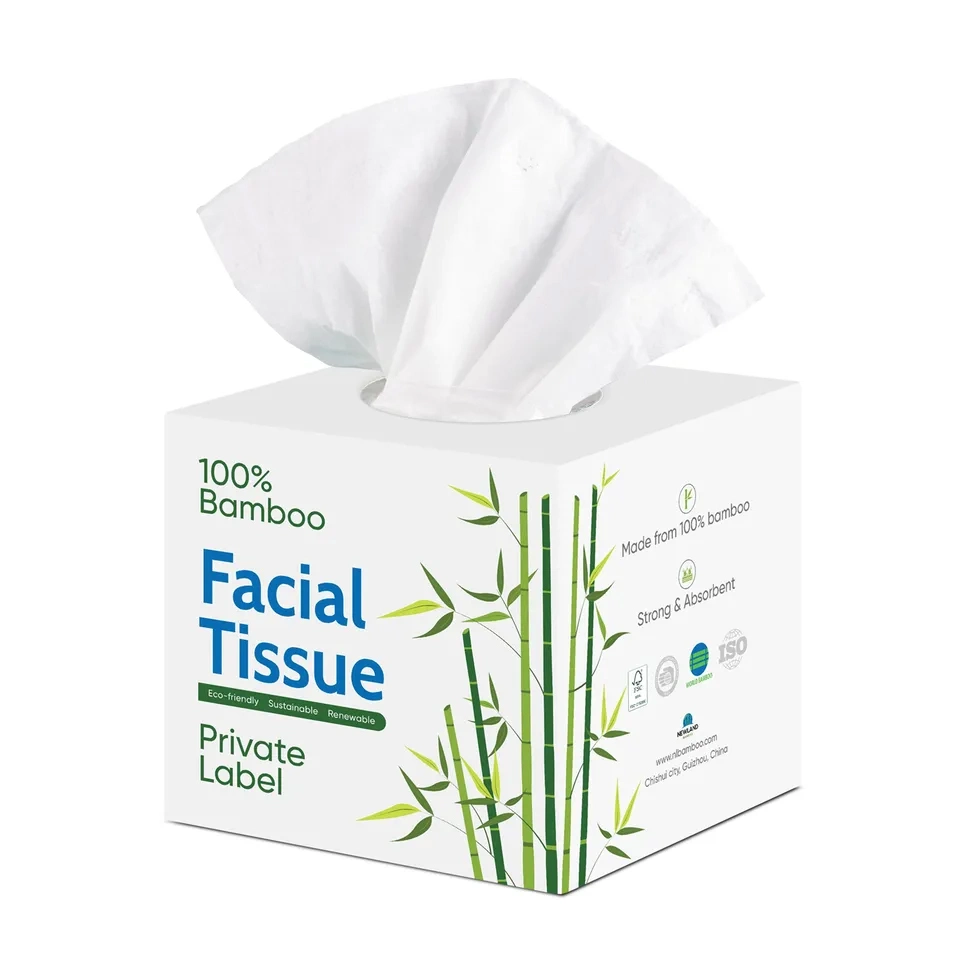 Caja de cartón blanco pañuelo de papel madera Caja de tejido Facial tejido Facial