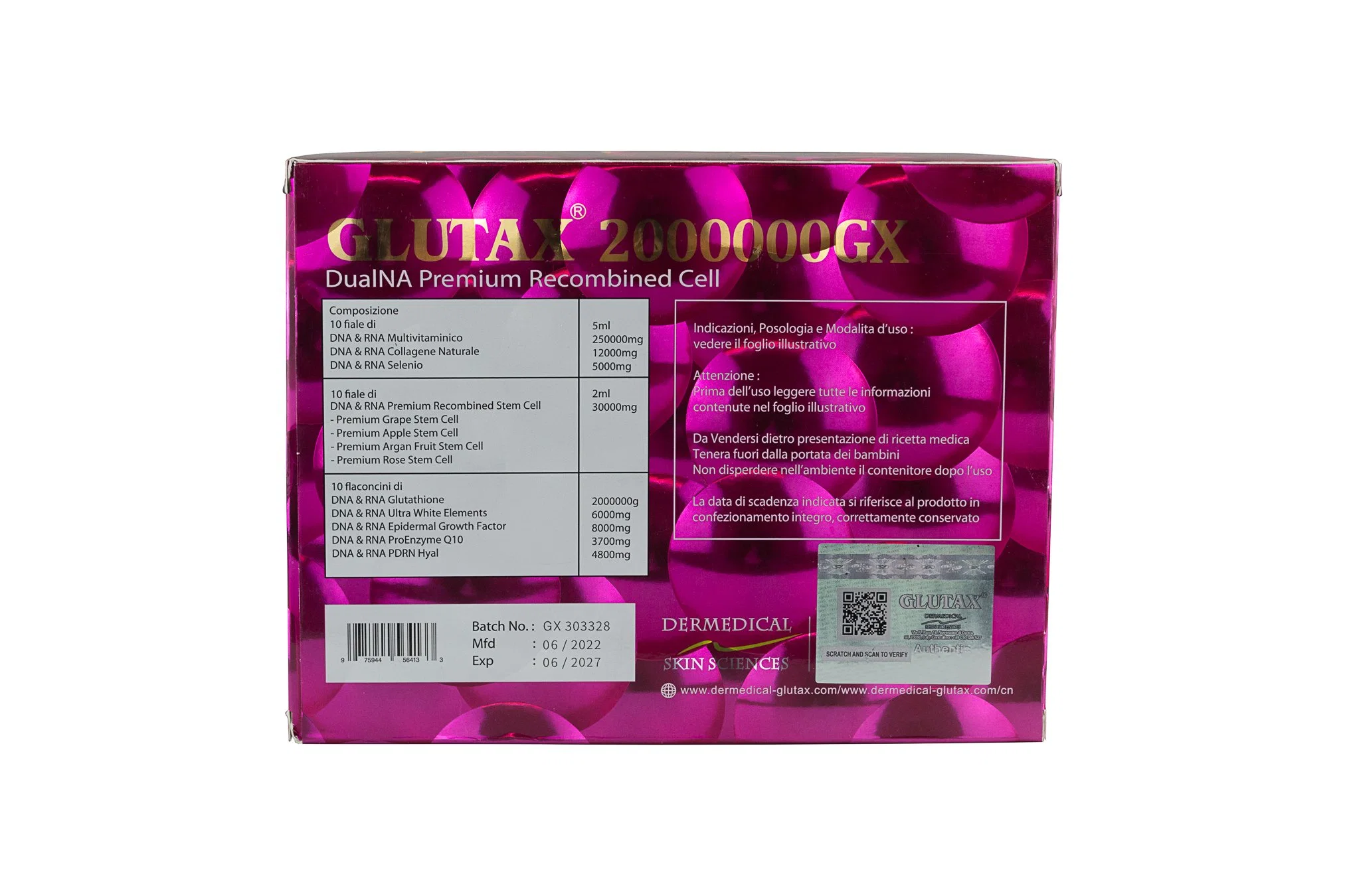 Buena calidad Glutax 200000GS Glutathione piel blanqueamiento inyección