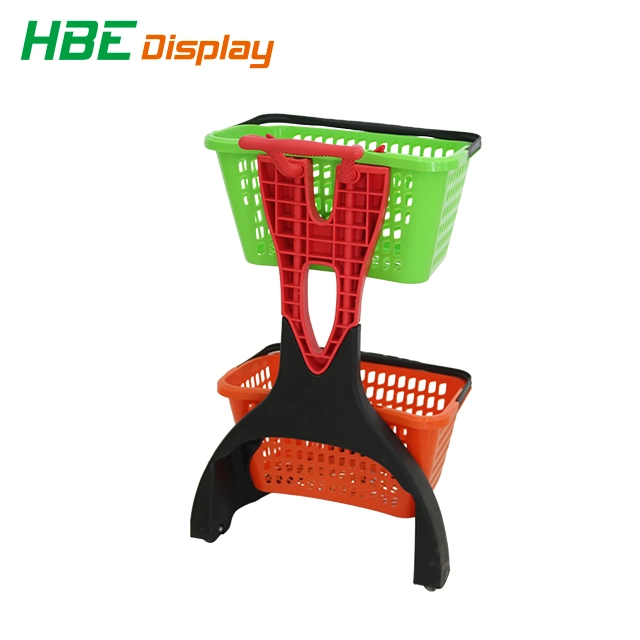 Grocery Boutique Nestable Pick-up Plastic Basket Shopping Trolley Cart