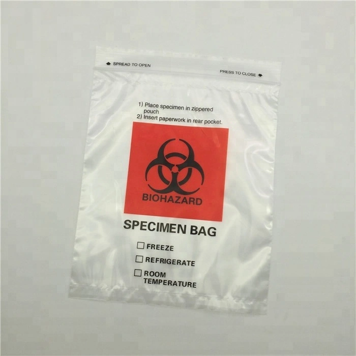 Laboratory Autoclave Different Sizes Ziplock Plastic Biohazard Specimen Transport Bag