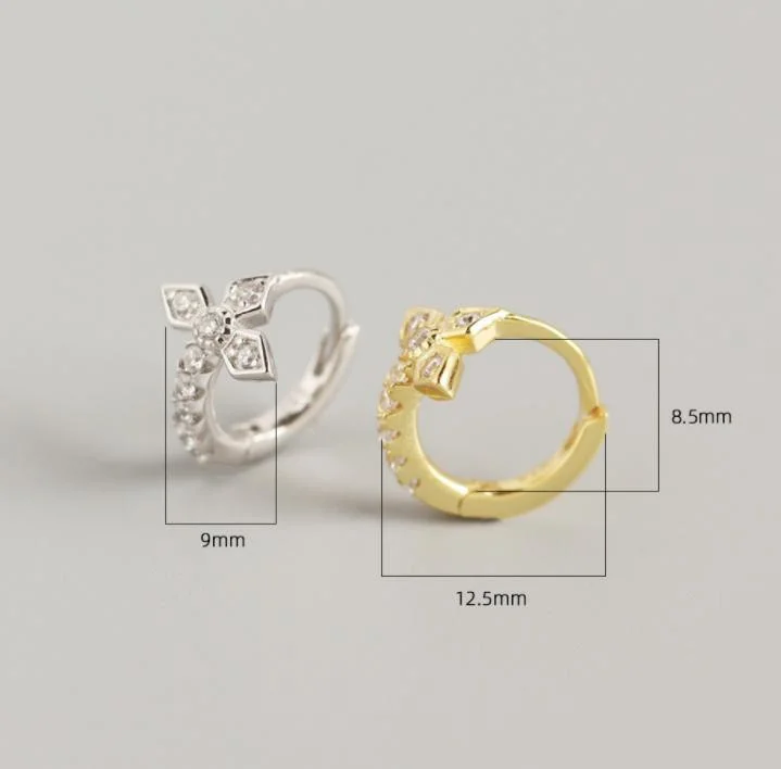 Fashion Zirconia Women Flower Huggie Hoop Earrings Jewelry