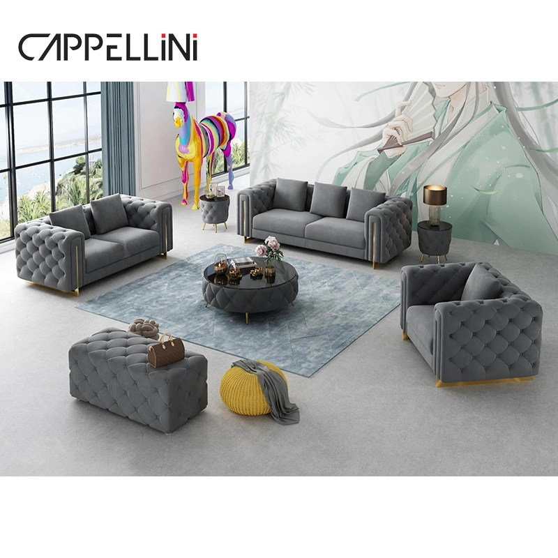 Современный дизайн интерьера гостиной Sectional Wohnzimmer Leather Sofa Set Мебель Hotel Квартира Velvet Luxury Sofa