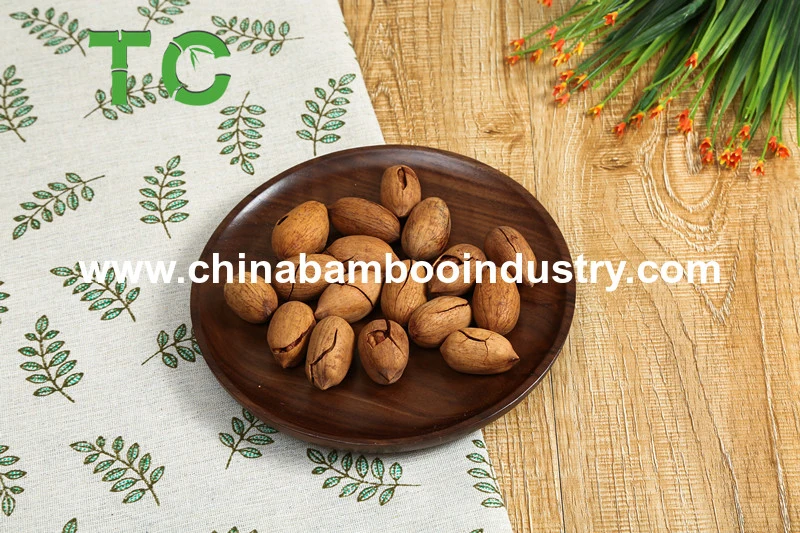 Natural Round Wooden Plates Black Walnut Wood Tray Cake Snack Plate Dessert Serving Tray Dishes Wood Utensils Tableware