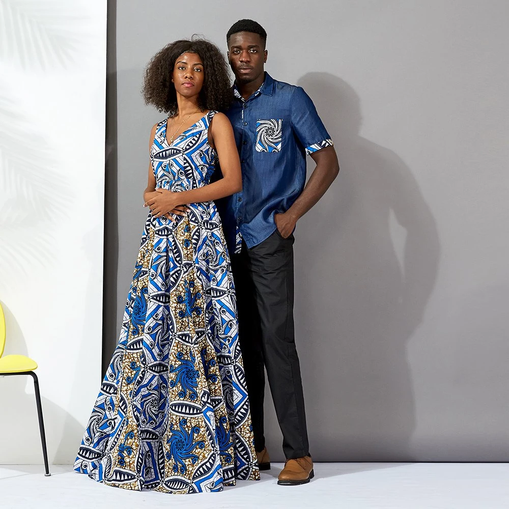 African Print Ethnic Men Short Sleeve Summer Shitr Couple Wear