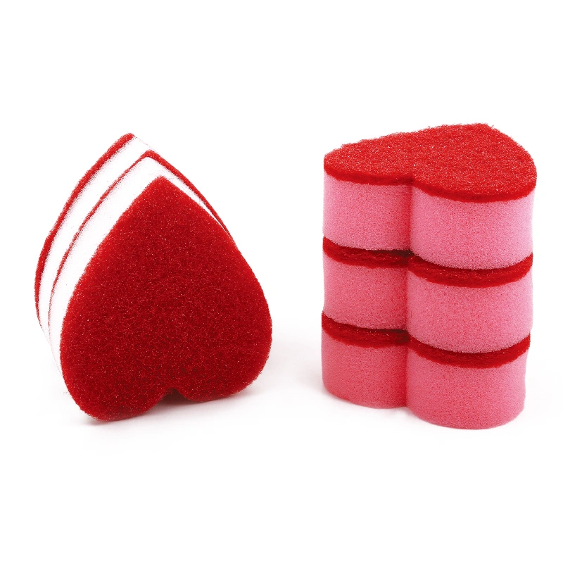 Heart Shaped Non Abrasive Cleaning Sponge Scourer (Pack of 5)