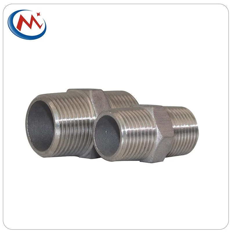 ASTM A733 Stainless Steel SS304 316 Male NPT BSPT Threaded Hex Head Nipple