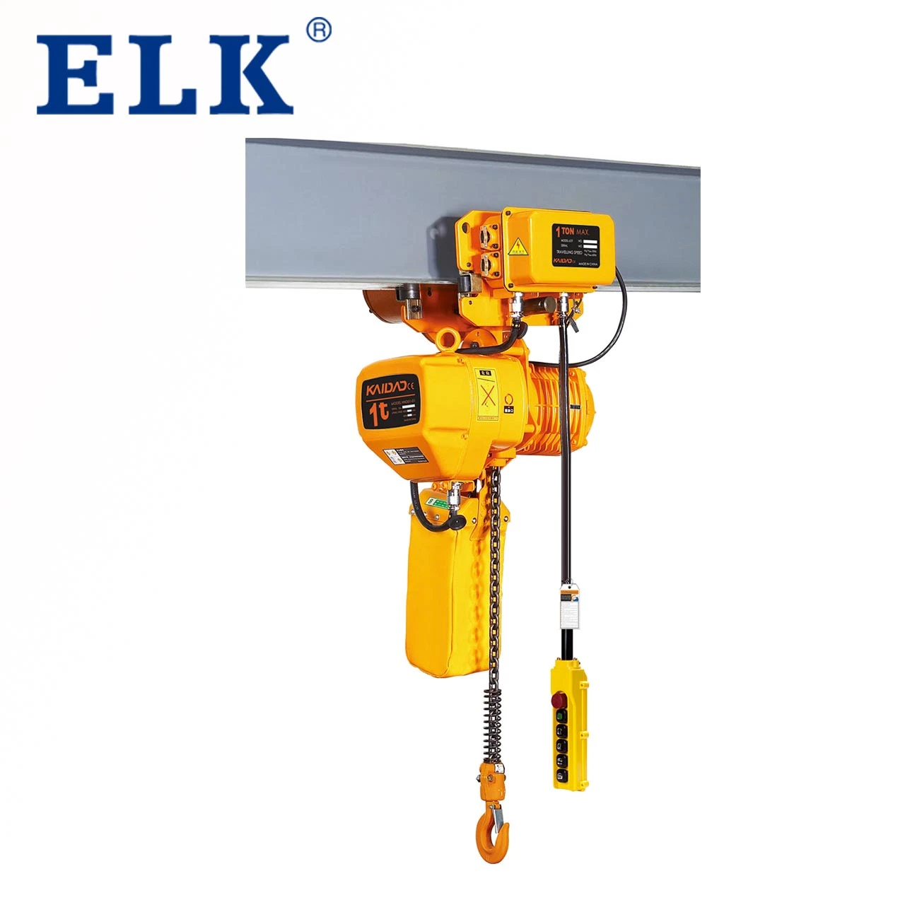 ELK Supply 1 Ton Crane Lifting Equipment Electric Chain Hoist with Hook or Trolley CE Approval