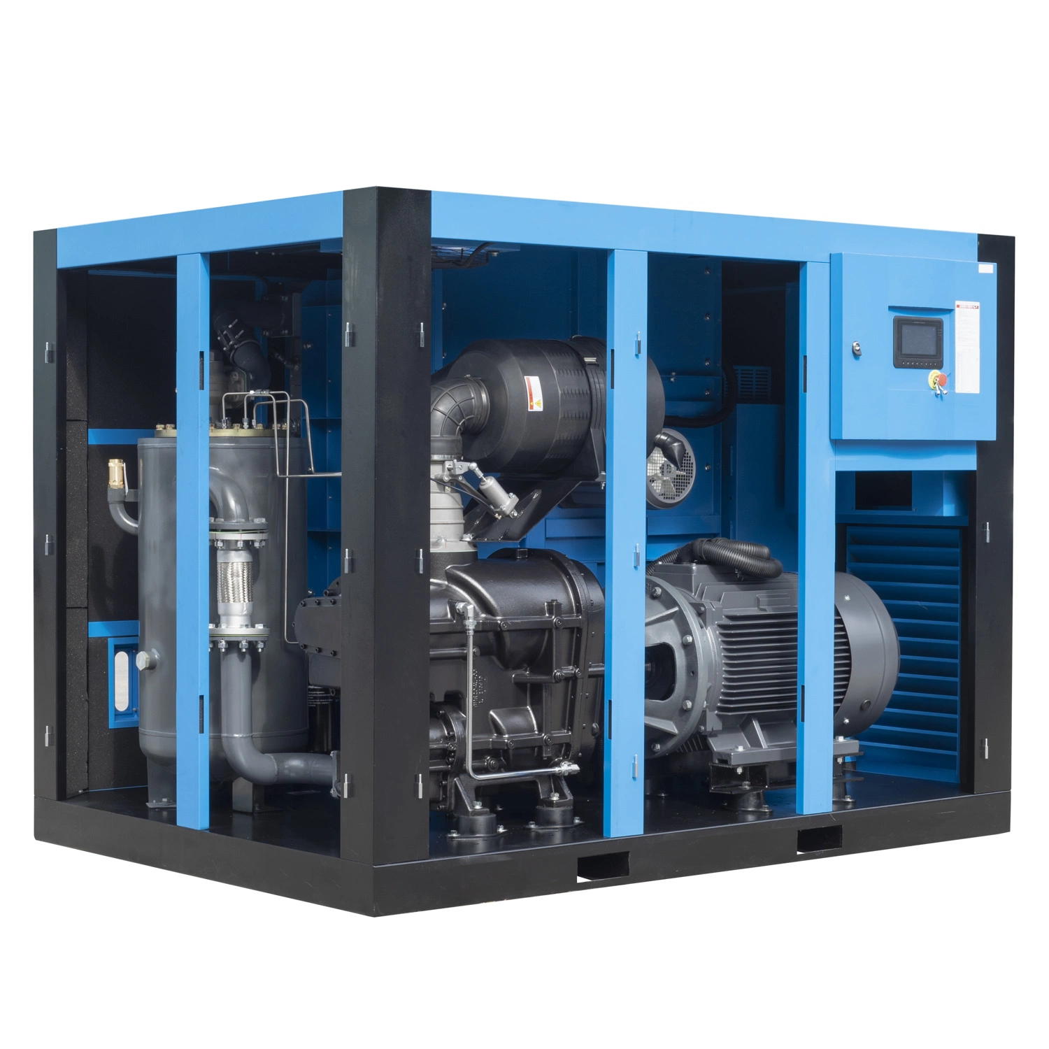 China Manufactory Heavy Duty Low Pressure Two-Stage Permanent Magnet Variable Frequency Screw Type Air Compressor, 132kw, 160kw, 185kw, 220kw, 250kw, 315kw