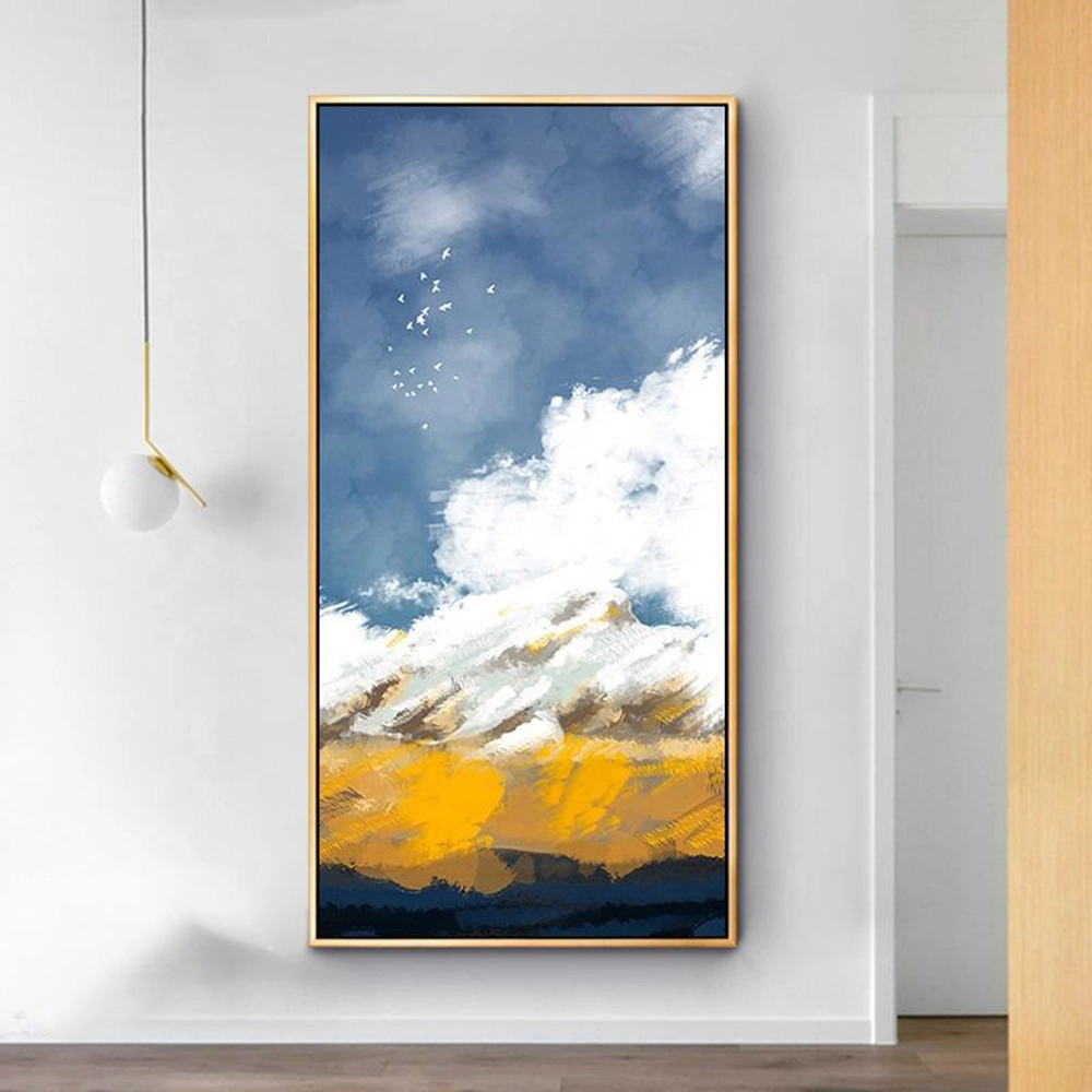 Un estilo moderno, sencillo cielo azul y nubes blancas Resumen hechos a mano la pintura al óleo