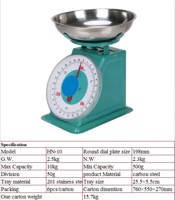 Durable Good Quality Household with Tray Mechanical Dial Spring Scale