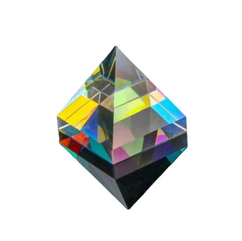 Cor da luz de Prisma Cube Ensinar Experimento Pirâmide prisma de lentes ópticas de cabina Aurora