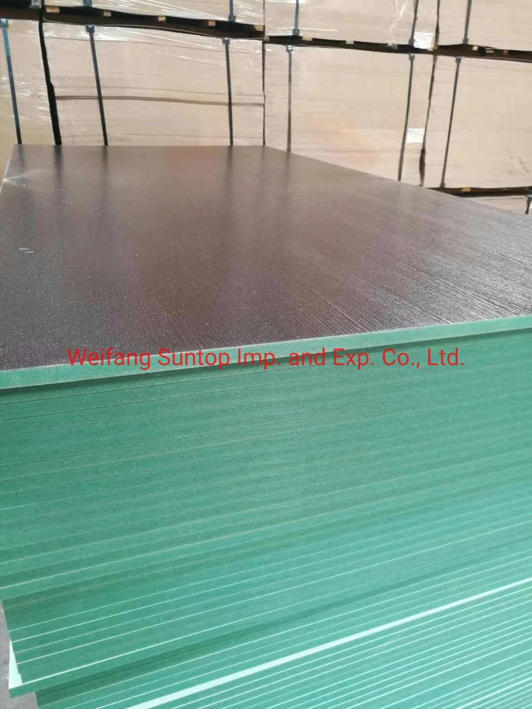 18mm Melamine Green Waterproof MDF Board for Building Material Furniture