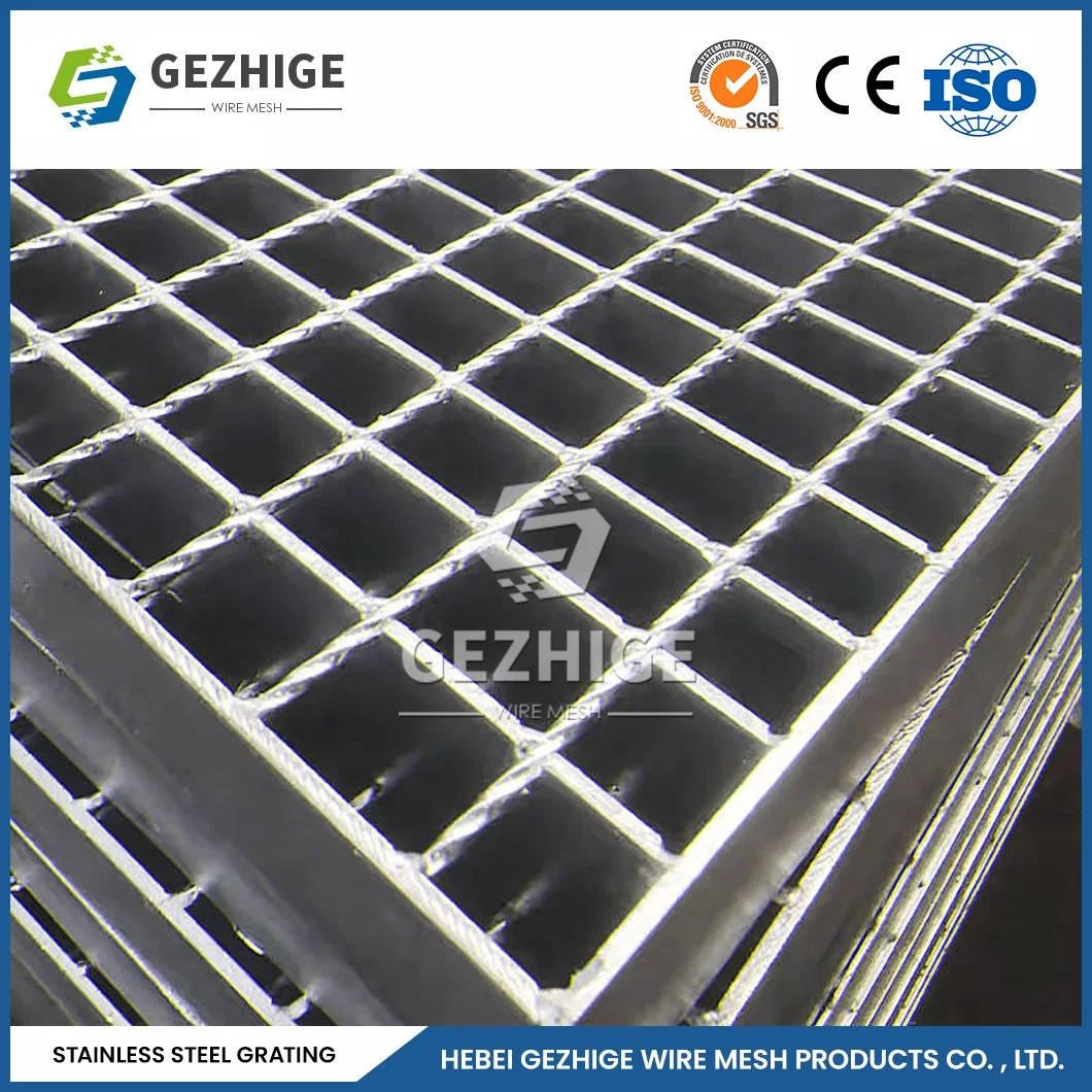 Gezhige No Rain or Snow Stainless Steel Trench Drain Grates Manufacturers Ss 304 Steel Grating China 12.5 15mm Bearing Bar Pitch Ss Grating for Bathroom