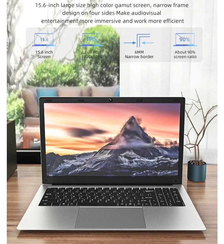 Computador portátil ultra Mini de 15.6 polegadas com notebooks de 15,6 polegadas baratos Computador para estudo