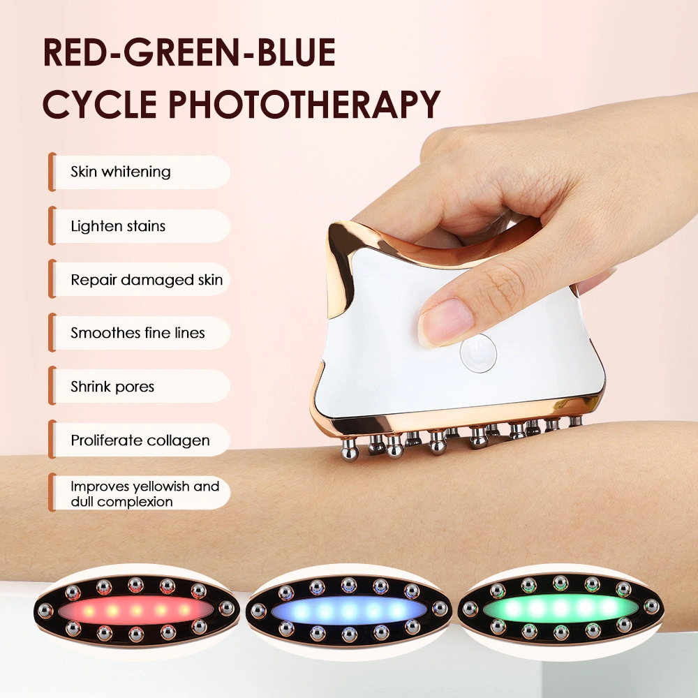 El equipo de belleza Gua Sha de metal de luz LED de masaje de cuerpo entero EMS Micro eléctrico actual Cara Cuerpo masajes raspado