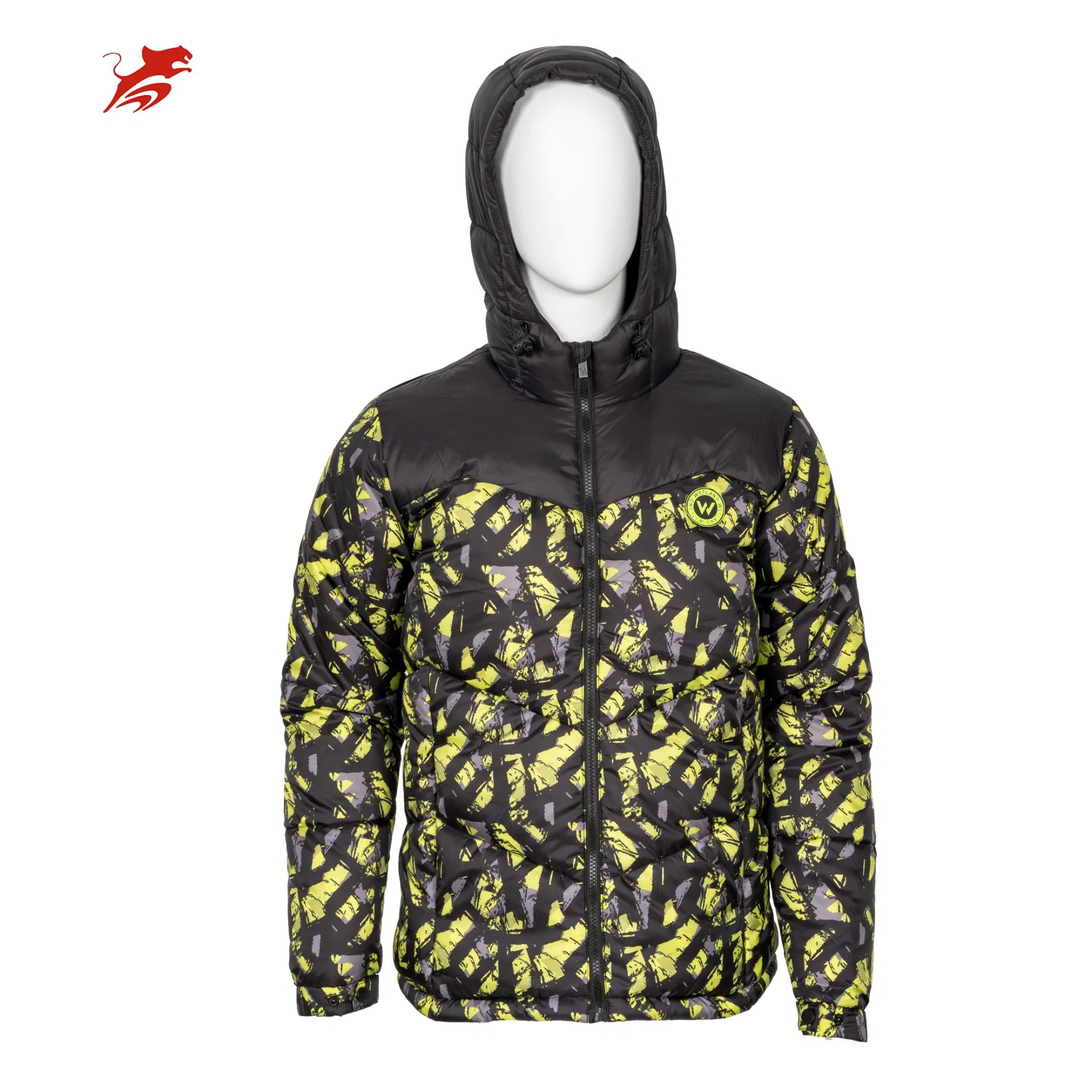 Asiapo China Factory Men's Water-and-Wind Resistant Insulated Outdoor Puffer Jacket with All Over Printing