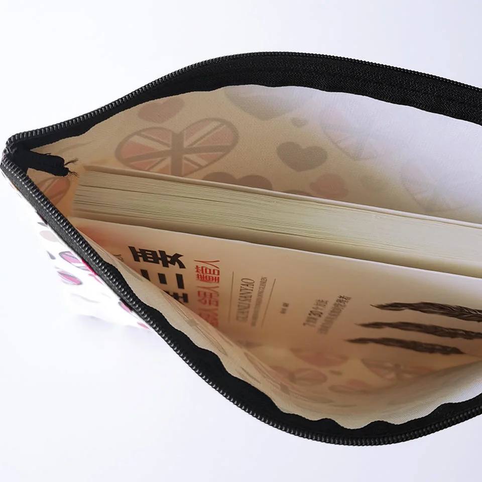 Fashion Leather Fabric Zip Bag for School Student Pencil Bag