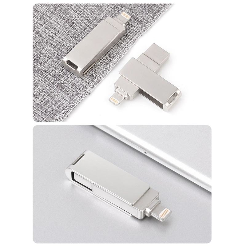 2 en 1 Pure Metal Nouveaux Lecteurs Flash USB d'empreintes digitales 8Go/16Go/32Go