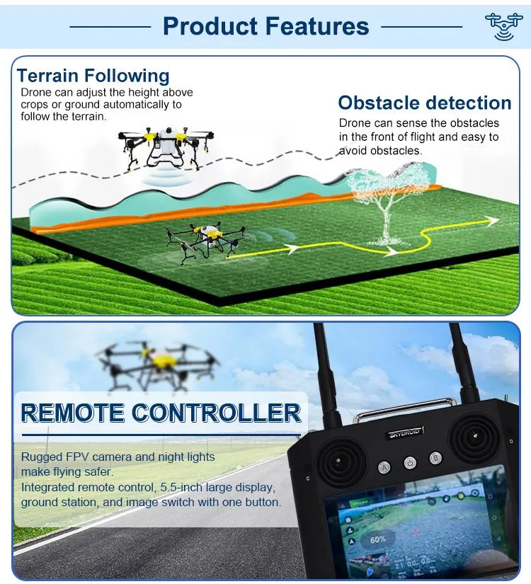 China professionnel de Pulverizador de insetos Uav fertilizante agrícola Drone Agrícolas Fumigacion Uav para a agricultura