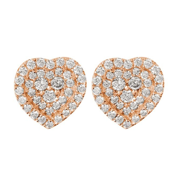 Gold Plated 925 Sterling Silver Stud Earrings Heart Fine Jewelry