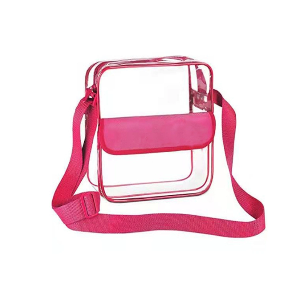 Sac à bandoulière transparent avec fermeture à glissière et sangle réglable Sacs transparents approuvés pour le stade pour femmes et hommes Ci23599