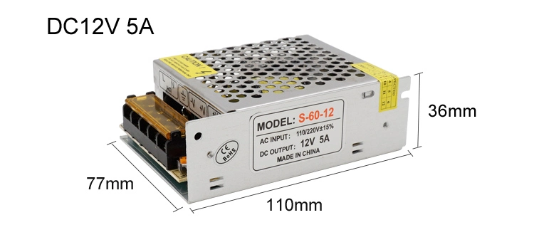 12V IP20 60W fuente de alimentación de conmutación de tensión constante el controlador LED Neon controlador LED luces tiras