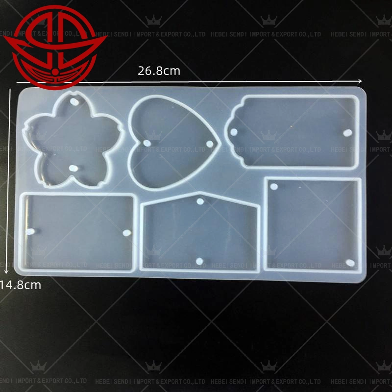 Fast Delivery Double Hole Pendant Mold Handmade DIY Hang Tag Keychain Epoxy Resin Silicone Mold