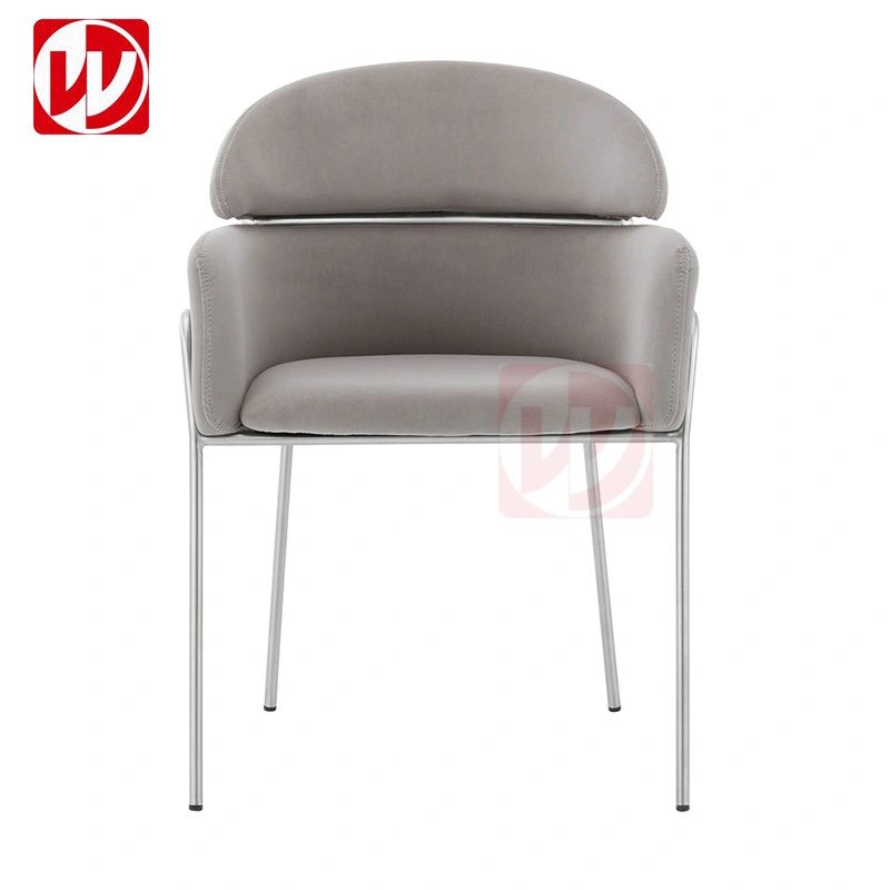 Modern Design Hotel Furniture Blue Velvet Low Back Armrest Dining Chair